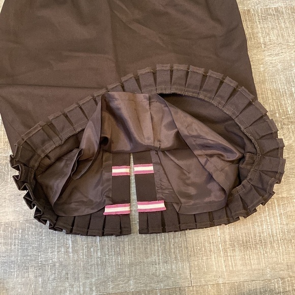 Phoebe Brown Ruffle Hem Pencil Skirt With Pink Stripes - Picture 4 of 9